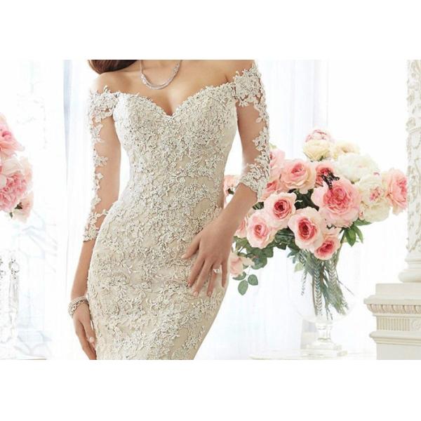 Sweetheart Mermaid Bridal Gowns / Fishtail Bridal Dress Perspective Sleeves Back