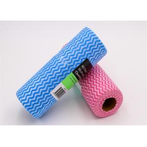 Colorful Wavy Line Spunlace Nonwoven Disposable Cleaning Cloth Roll 50gsm