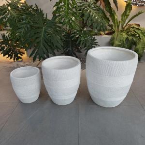 Quality Powder Coated Fiber Clay Planters For Patio Garden Cottage for sale