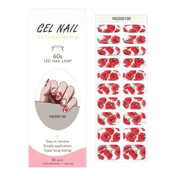 Uv gel Hot Sell Semi Cured Wraps Long Lasting Gel Nail Stickers New Arrival Styles Nail Gel Wraps With Uv Lamp