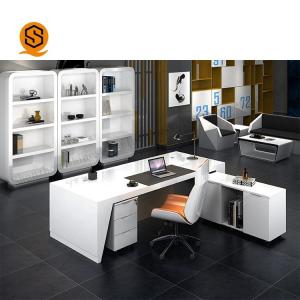 Easy Repairable Solid Surface Furniture Boss L Shaped Work Table