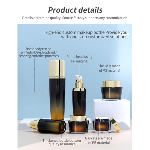 Spray Pump Cap Customized Luxury Acrylic Lotion Bottle Set for Cosmetic Packaging and MS Body Material