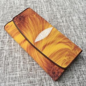 Thailand Authentic Stingray Skin Female Large Trifold Wallet Genuine Leather