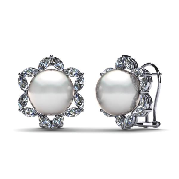 Buy 14K White Gold Jewelry & White Freshwater Cultured Pearl Marquise Earring at wholesale prices