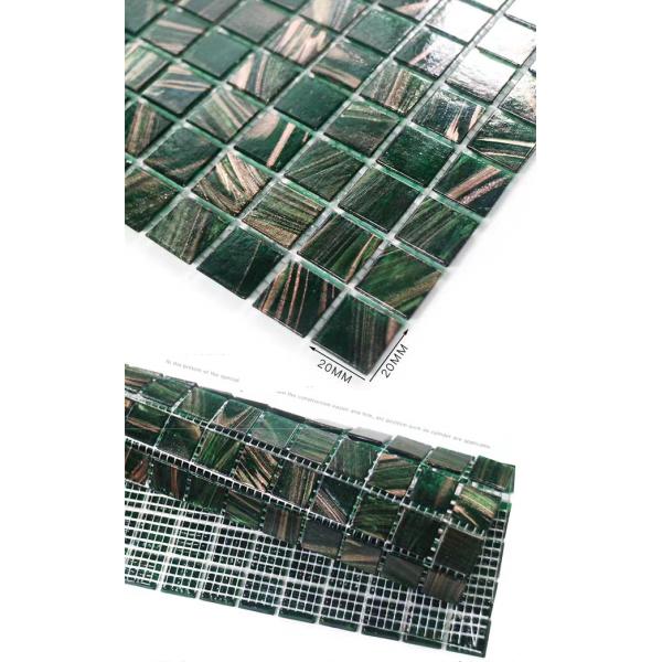 Classical Retro Style Green Glass Mosaic Tiles With Gold Line Bathroom Toilet Background Wall Tiles