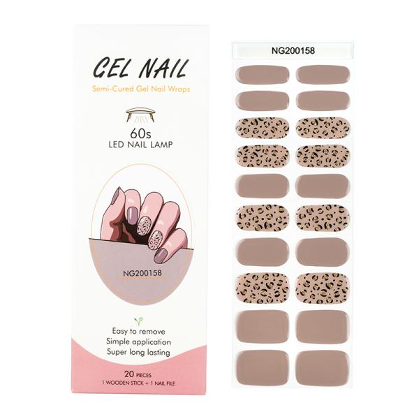 Uv gel Hot Sell Semi Cured Wraps Long Lasting Gel Nail Stickers New Arrival Styles Nail Gel Wraps With Uv Lamp