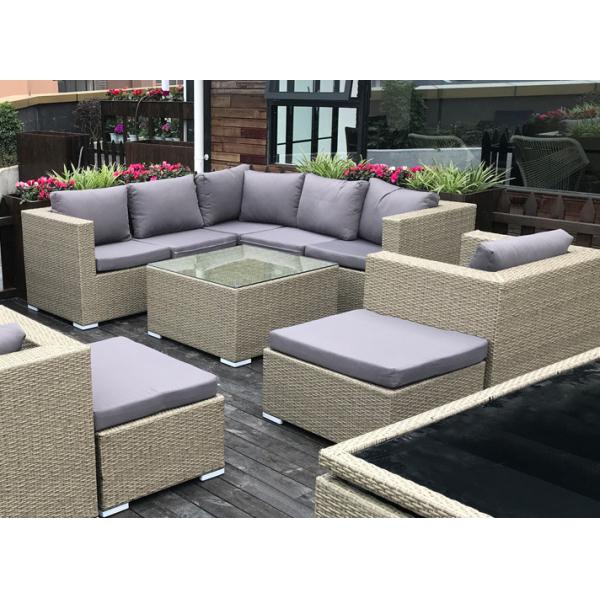 5 Seater Grey Rattan Corner Sofa Garden Sectional Patio Wicker Rattan Sofa Modern