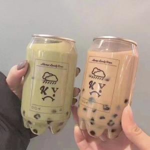 Boba Tea 350ml PET Plastic Beverage Bottles Plastic Beverage Cans