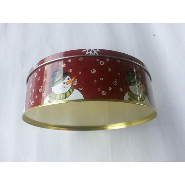 Cylinder Tin Cookie Container For Christmas Holiday With Lable On Bottom