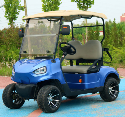 Blue 2 Seater Electric Golf Cart With 48v 4kw Motor Durable Roof And Comfortable Seating CE Certification Road Legal