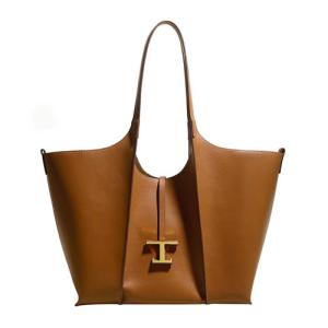 China Commuter Ladies Tote Handbag 30cm Brown Leather Tote Purse on sale