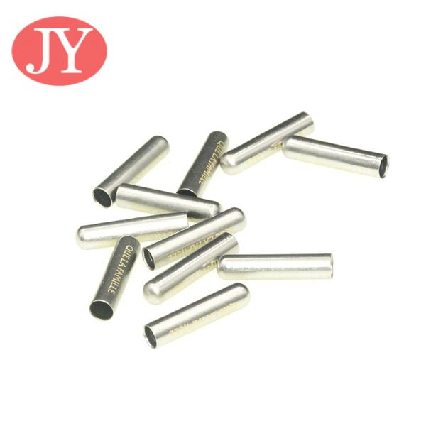 jiayang matte silver color 4.0mm cord laser logo metal tipping for pant lace cord aglets tipping