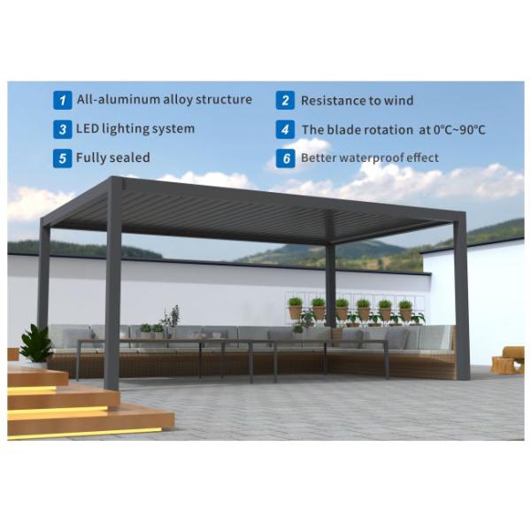 100% Rainproof Outdoor Aluminum Pergola Cover System Retractable Louvered Roof