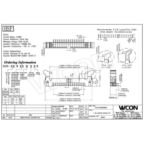 90°DIP Ejector Latch Header Male 16 Pin Idc Connector 2.00mm Pcb Pin Header