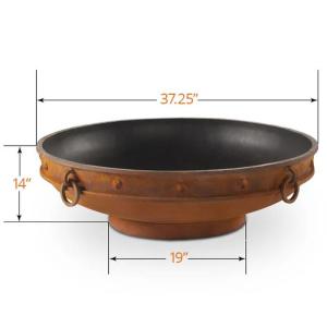 37 Inch Weathering Steel Round Steel Fire Pit Portable Camping Brazier Outdoor