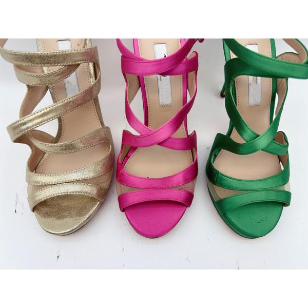 3 Inch Ladies Soft Leather Sandals Open Toe Elastic Stiletto High Heel Sandals