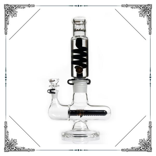 Cross 14'' Glass Water Pipe With Freezable Glycerin Coil Bongs Inline Perc