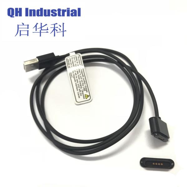 4Pin 2.0mm Pitch I Shape Waterproof Smart Homgapplication Device Magnetic Pogo Pin Charger Cable USB Connector