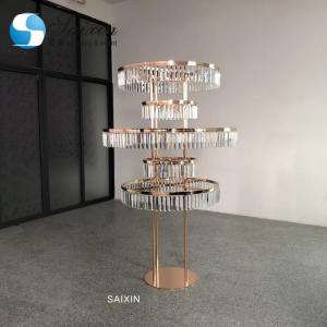 Table Tall Gold Wedding Crystal Centerpiece Gold 4 Layers Custom Metal 130x80cm