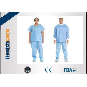 Short Sleeve Disposable Scrub Suits SMS/SPP Nonwoven Nurse Uniform For Hospital