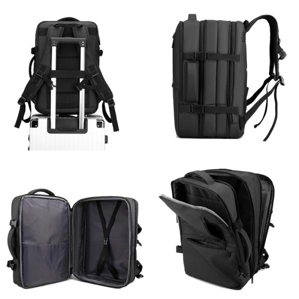 Geometric Pattern RFID Lightweight Black Anti-Theft Waterproof Laptop Backpack for Simple and Stylish Business Casual