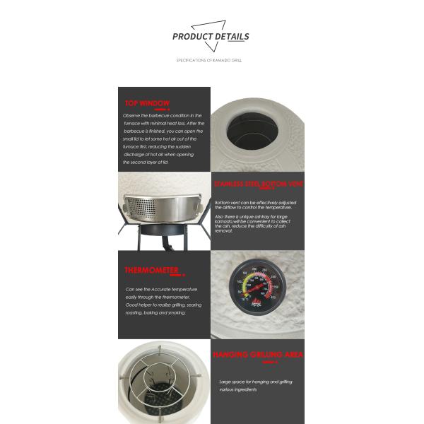 KIMSTONE 21 Inch Tandoor Smoker Smokeless Charcoal-fired Stylish and Modern Kamado Smoker Easy Temperature Reading