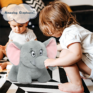 Cute Elephant Stuffed Animal Dog Toy 10-Inch Gray Elephant Plush Removable Tail Nose Creative Birthday Unisex Parties