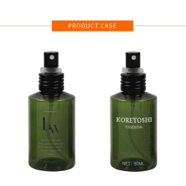 Sloping Shoulder Plastic Cosmetic bottle packaging empty pet bottle with spray