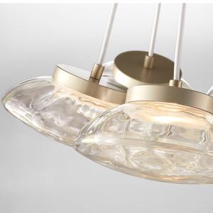 Painted Golden LED Wave Pattern Iron Glass Pendant Light Modern