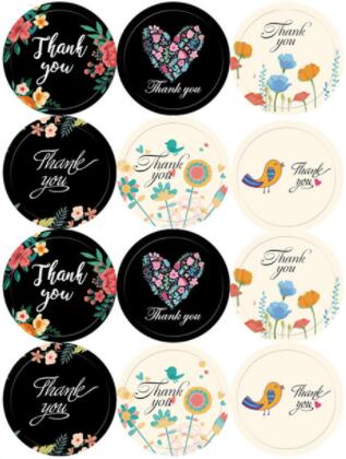 Round Shape Thank You Self Adhesive Sealing Stickers 2.5*2.5cm Waterproof