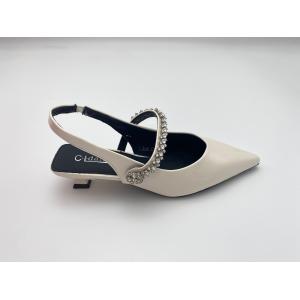 Women fashion white pointy rhine-drill stiletto heels in summer