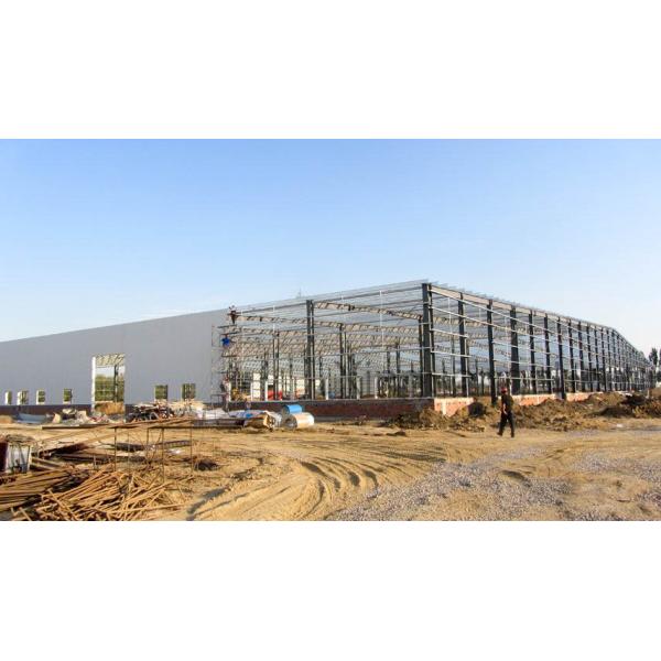 Fast Install Prefab Metal Warehouse Wind Resistance With Sandwich Panel Roof Cladding