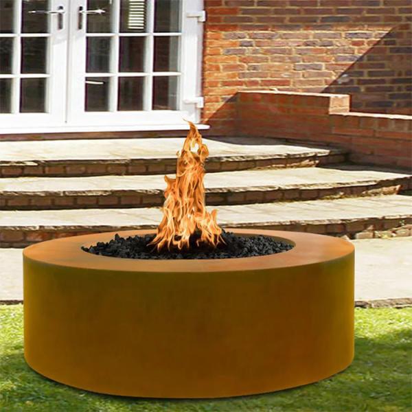 Round Outdoor Garden Corten Steel Fire Pit Camping For Outside Wood Burning