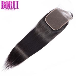 Natrual Parting Brazilian Human Hair , Straight Lace Closure With Baby Hair