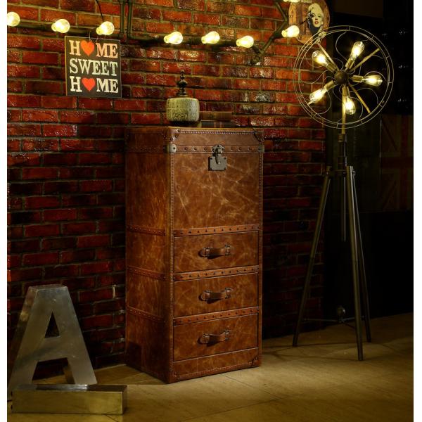 Buy Tan Brown Vintage Storage Trunks , Decorative Trunk Chest Top Grain Genuine Leather at wholesale prices