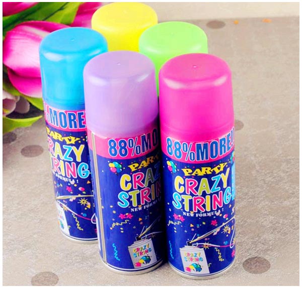 Funny Fluorescent Party String Spray High Extrusion Rate Flammable Low Chemical Odor