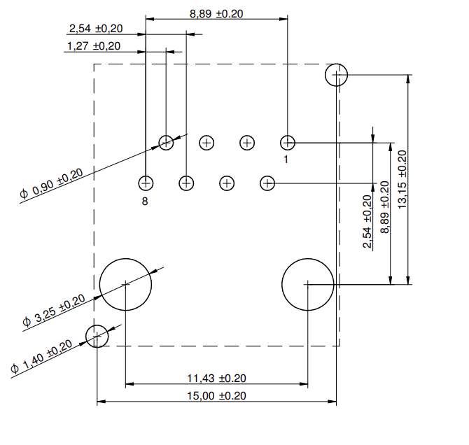 615008145121 Datasheet - Recommended Hole Pattern