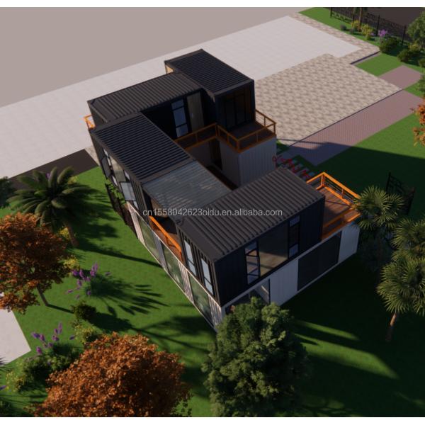 Customized Color Eco-Friendly Living Solution Prefab Steel Houses Combined with 20ft or 40ft Options and Container Houses