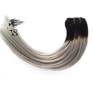 100% Non Remy Colored Human Hair Extensions With Gray Dark Roots 6A Grade