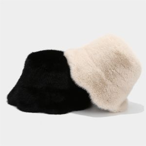 Wholesale Hot Luxury Women Hat Fur Winter Fashionable Woman Bucket Hats Cold Cap