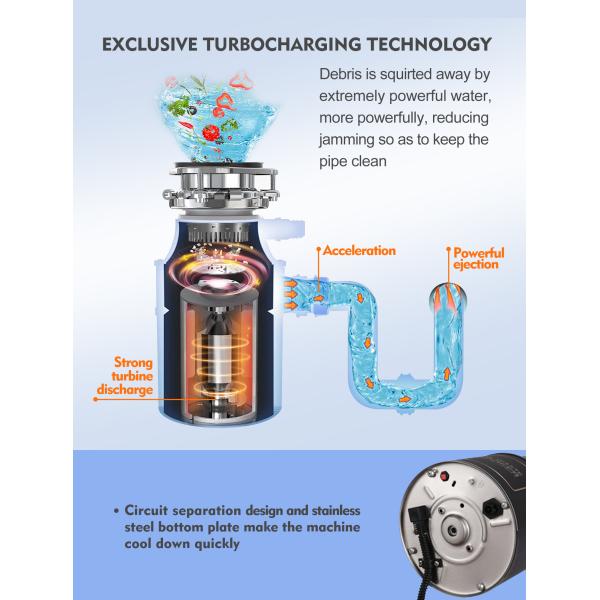 Hot Sale Household Small Food Waste Disposer Kitchen Food Waste Processor Continuous Feed