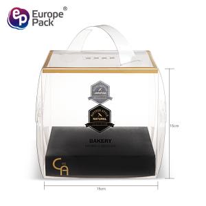 Factory direct custom packaging clear plastic cake container box with handle
