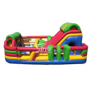 Outdoor Commercial Giant Adrenaline Zone Inflatable Slide With Obstacles Inside