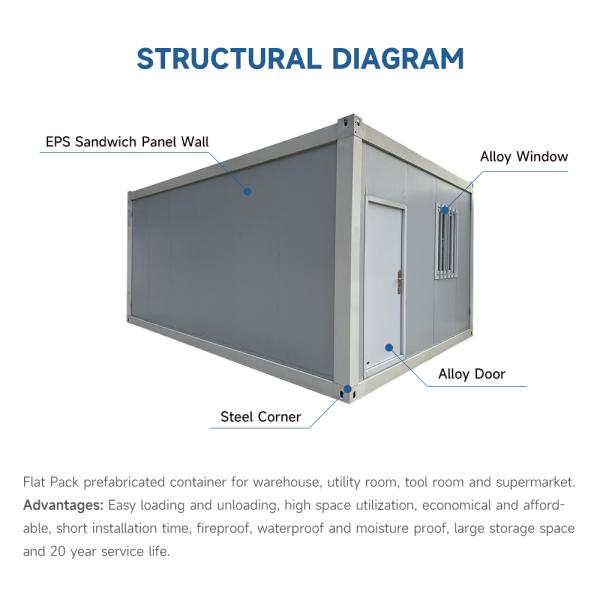 Transport and Load Customized 40ft Easy Assemble Prefabricated Container House with Flat Pack Sandwich Panel Design