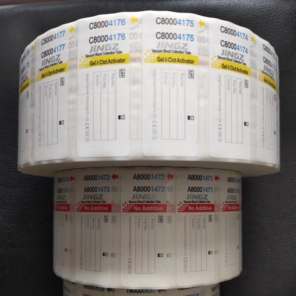 50*19mm Medical Blood Tube Labels 50-60mic Thickness Roll Packing