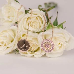 Blue and White CZ Necklace Circle Shaped 925 Sterling Silver for Girls' Stunning