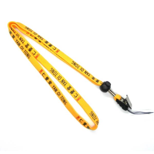 Identification Yellow Durable Tube Lanyards Personalised Neck Strap With Metal