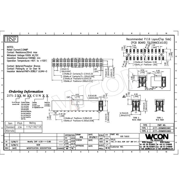 SMT Type Female Header 2.54 Pitch Double Row H=7.1 Gold Flash ROHS