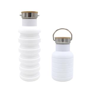 230g 550ML Collapsible Silicone Water Bottle With Wooden Lid