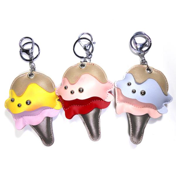 Buy Custom Ice Cream Promotional Leather Keyrings ROHS Approved at wholesale prices